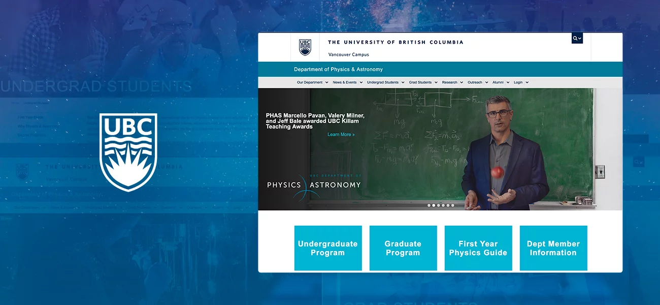 The updated homepage of UBC Phas