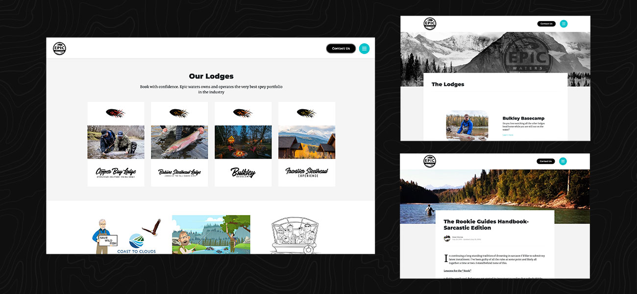 Website design for the Epic Waters website