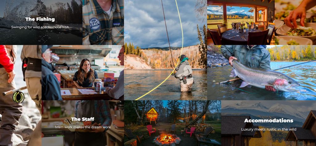 Collage for the Epic Waters Angling WordPress content marketing website.