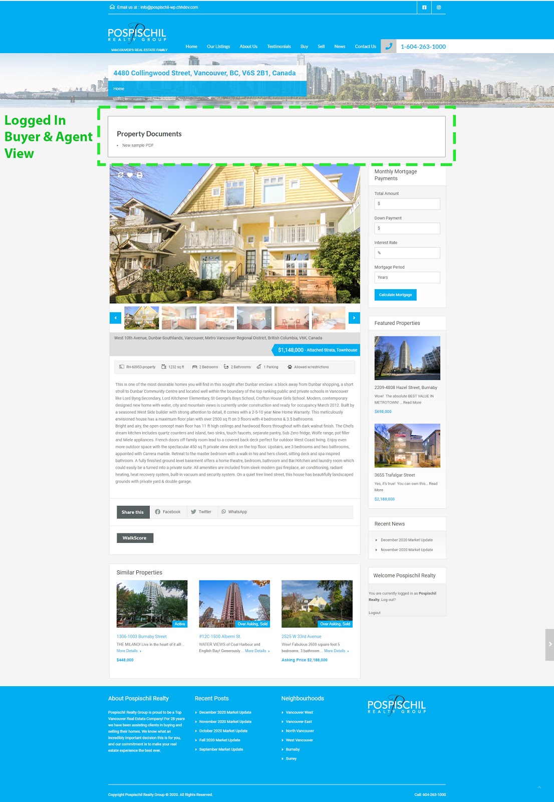 Custom website functionality for real estate buyer.