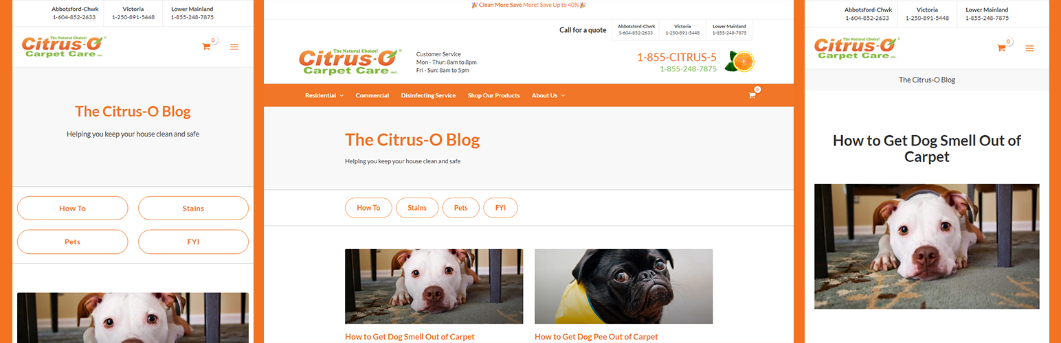 Mobile and Desktop views of the redeveloped blog on the Citrus-O website